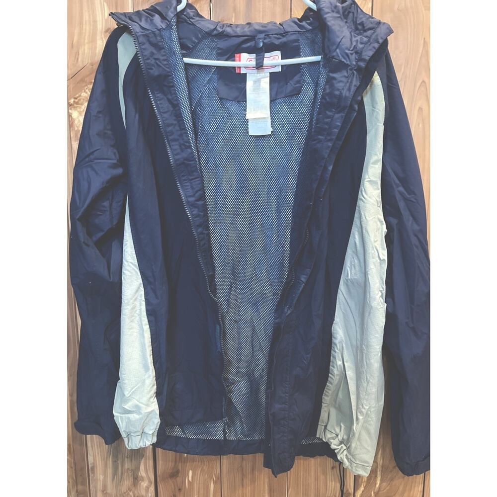 Vintage COLEMAN Outdoor Co. Hooded Mesh Lined Rain Jacket XL Navy Grey Outdoor‎
